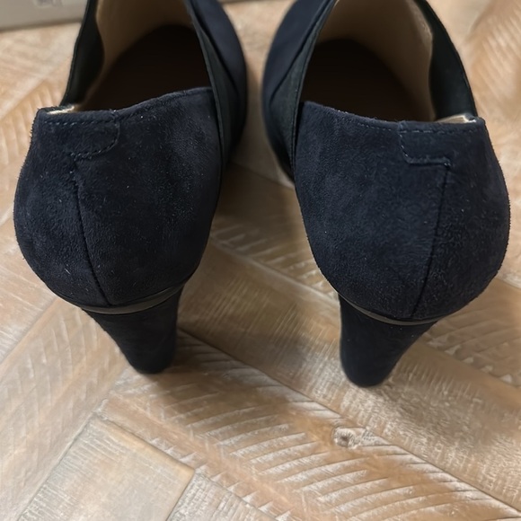 NEW Geox D Inspiration B Heeled Ankle Boots Shoeties in Navy Blue Suede Leather - Picture 15 of 16